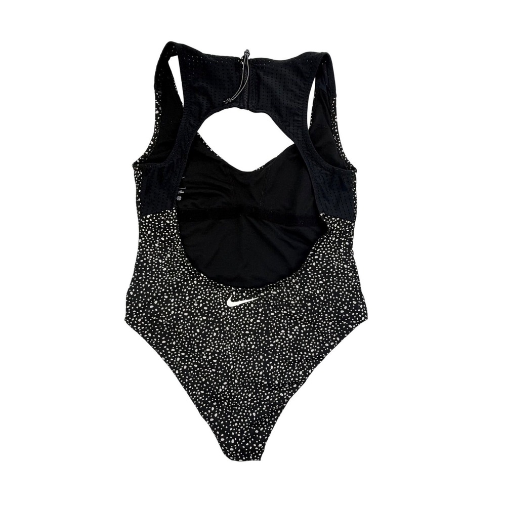 MSRP $92 Nike Swim Move To Zero O-Back One-Piece Swimsuit Black WhiteSize L - Picture 4 of 7